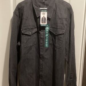 NWT Men’s FRYE Western Vintage Black Wash Denim Button-Down Shirt - Size 3XL
